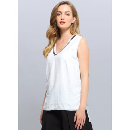 Lange v-halsbi-materiaal top