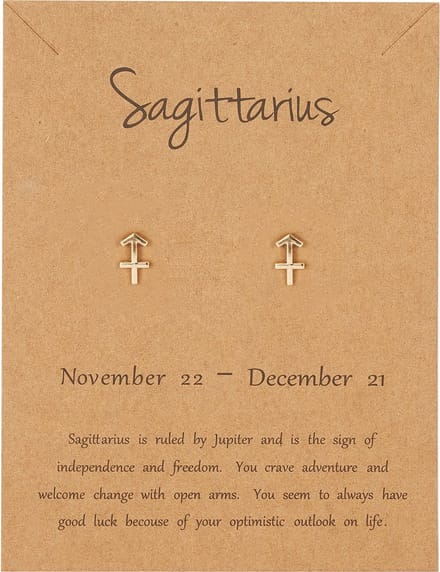 Bixorp Stars Boogschutter / Sagittarius Oorbellen Goudkleurig Sterrenbeeld - Zodiac Oorknopjes