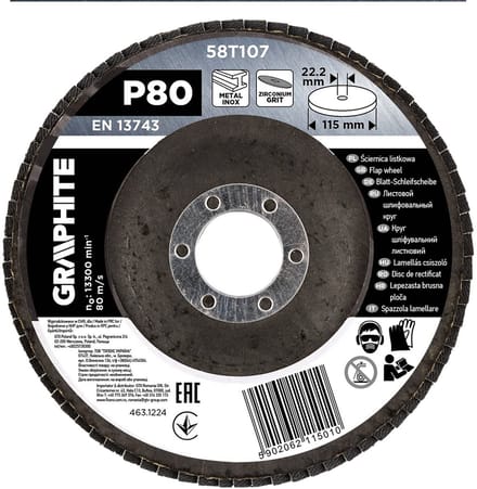 GRAPHITE - Zirkonium Lamellenschijf - 115 x 22,2 mm - P80