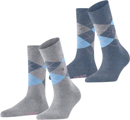 Burlington Everyday Argyle 2-Pack gedessineerd katoen sokken dames grijs - maat 36-41