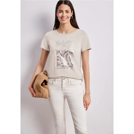 Shirt met ronde hals en foliedruk