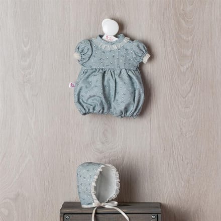 Asi poppenkleding bodysuit en mutsje - poppenoutfit blauw.