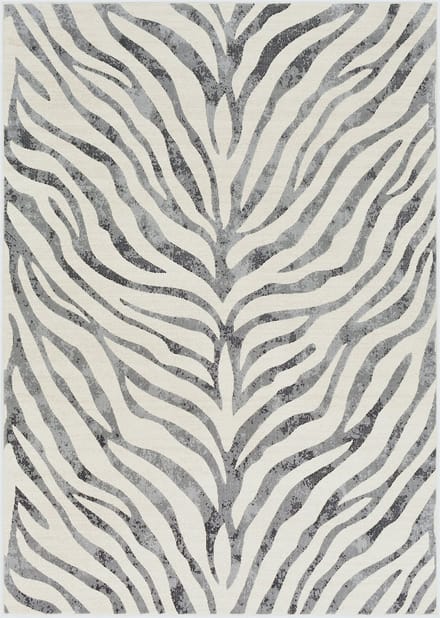 SURYA Cybele vloerkleed zebra boho donkergrijs beige