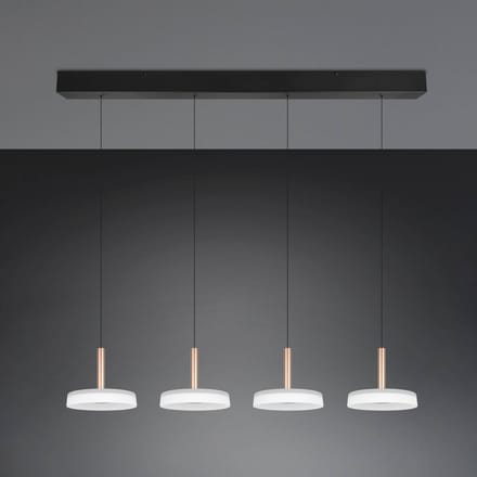 Trio Lighting LED hanglamp Celeste wit/bruin 115 cm 4-lamps glas dimbaar