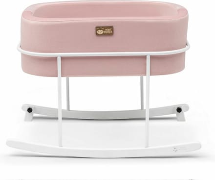Asir Wieg – roze-wit – 90 x 70 x 58 cm - Inclusief matras