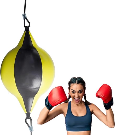 Boksbal Trainingsbal - Reflexbal Boksen - Fitness Thuis - Stressvermindering - 170 cm - Geel