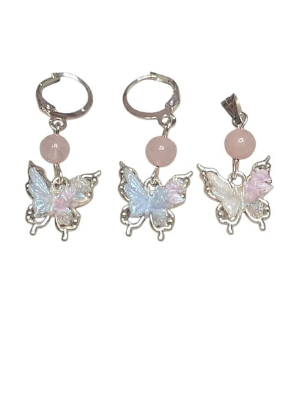 oorbellen en hanger vlinder set