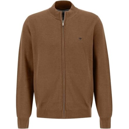 Fynch-Hatton Vest Cardigan Zip Fine Structure Walnut Brown / male