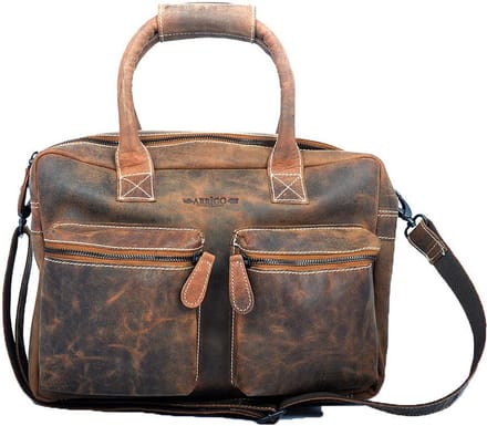 Westernbag Van Cognac/Naturel Buffelleer, Deze Ruime Handtas Heeft Een Verstelbare Schouderband