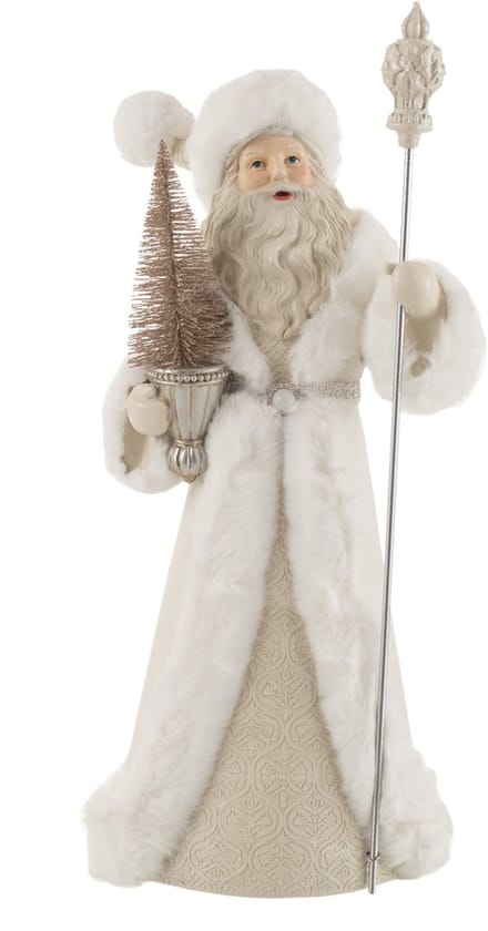 J-Line kerstfiguur - polyester - wit/champagne