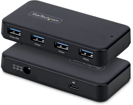 StarTech.com 4-Port USB-A Hub, 5Gbps, Self Powered, 2-in-1 USB-C en USB-A Host Kabel, 1x BC 1.2 Charging Poort, Inclusief 24W Power Adapter, MacBook en Windows