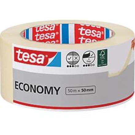tesa schilderstape Economy, 50 m × 50 mm, zeem - gladde oppervlakken, gemakkelijk verwijderbaar, zonder resten