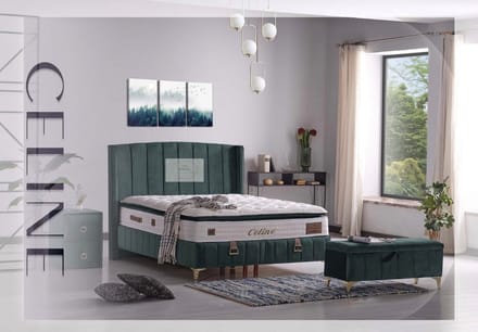 2 Persoons Opberg Boxspring Celine Doamo Green 160x200