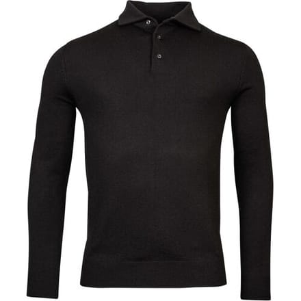 Baileys Trui Merino Blend Pullover Polo Collar Buttons Single Knit Zwart / male