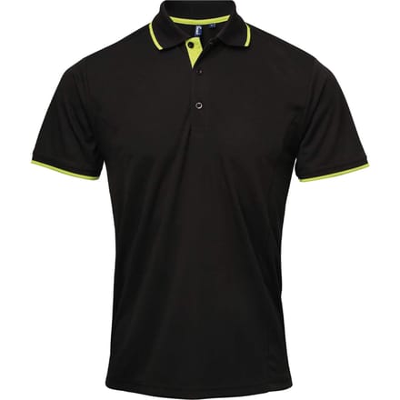 Premier Heren Coolchecker Contrast Pique Poloshirt (Zwart/Kalk)