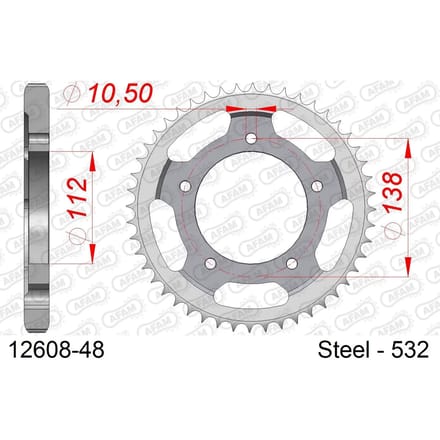 Stalen tandwiel Afam 532 48 dents
