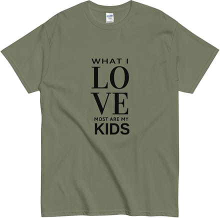 Dames en Heren Tshirt - Ik Hou Het Meest Van Mijn Kinderen - Khaki Groen - M