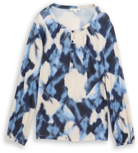 Tom Tailor - Blouse met patroon - Maat M - blue blurry argyle