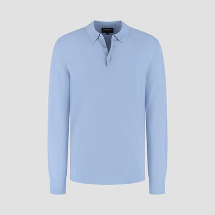 MERSO Polo – Longsleeve Trui – 100% Merino Wol – Alpine Blue