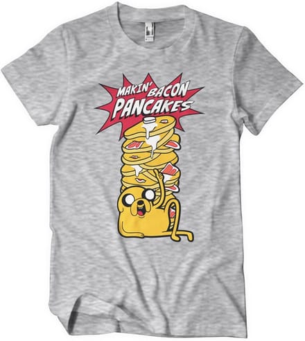 Adventure Time Makin' Bac-on -pannenkoeken T-shirt, grijs gemêleerd
