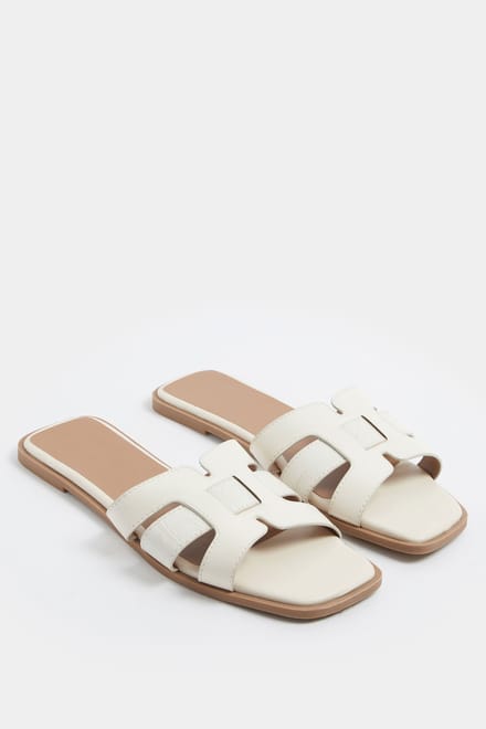 Yours Witte Cutout Mulesandalen In Brede Epasvormsize 37EEE