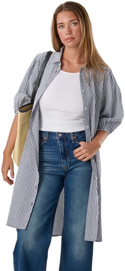 Seaside Marina Seersucker Oversized Shirt – Dames leisurewear – Maat 44