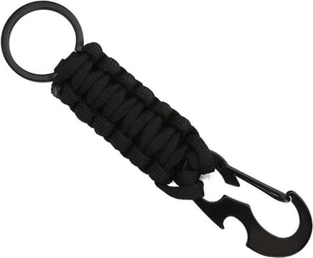 Sleutelhanger Zwart Paracord met Ring en Musketon