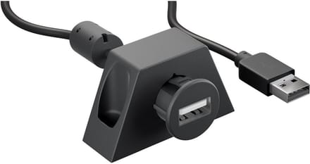 Goobay USB-A verlengkabel met bevestigingsclip, 2 m, zwart, 2,5 W, 0,5 A, 480 Mbit/s, USB 2.0