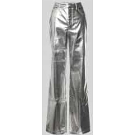 Flared broek van imitatieleer met 5-pocketmodel
