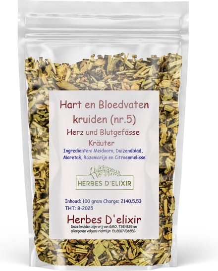 Herbes D'elixir Hart en Bloedvaten Kruiden - Kruidenthee - 100 Gram - Ondersteunt Hart en Bloedvaten