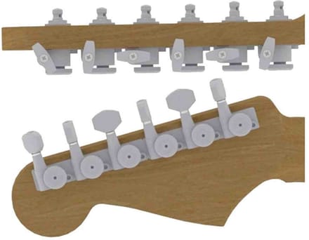 Hipshot HS6K1EL0SST Gitaar tuner upgrade kit, 6 inline Grip-Lock, closed satin staggered