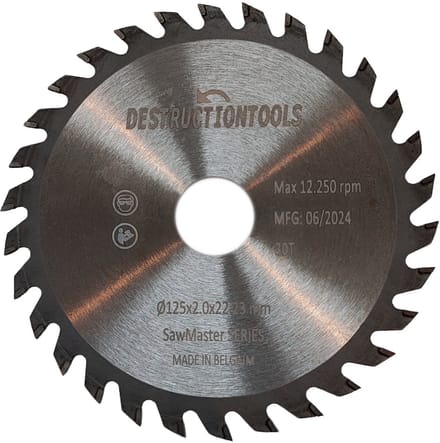 tct cirkelzaagblad 125mm - hout - D125mm, asgat 22.23mm - SawMaster series | Destructiontools