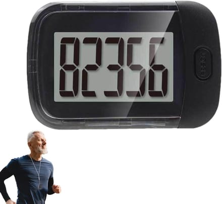 Stappenteller Clip - Loopmeter Tracker - Dagelijkse Activiteit - Eenvoudig Groot Display - 11 x 8.8 x 2.6 cm - Zwart