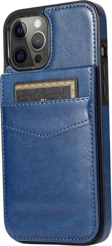 Hoesje geschikt voor iPhone 16 Plus - Backcover - Pasjeshouder - Portemonnee - Kunstleer - Donkerblauw