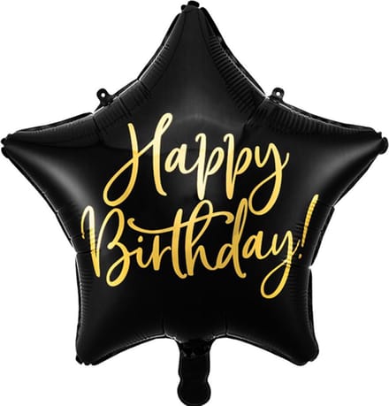 Partydeco - Folieballon ster Happy Birthday - 40 cm
