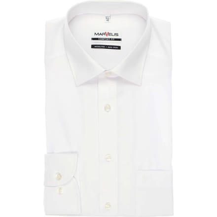 Marvelis Strijkvrij Overhemd Comfort Fit Uni Wit   45