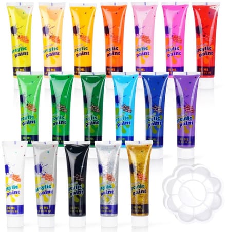 Free & Easy - Acrylverfset - 18 Kleuren - Met Palet