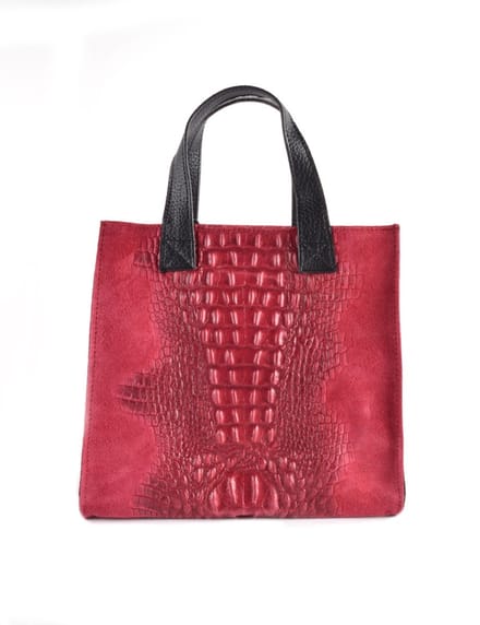 Giuliano lederen handtas Sobek - Rood - Kroko - Made in Italy