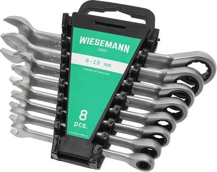 8-delige ratelsleutelset 8-19mm met 72 tanden