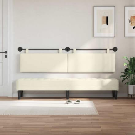 vidaXL - Hangend - hoofdbord - Crème - Corduroy - stof