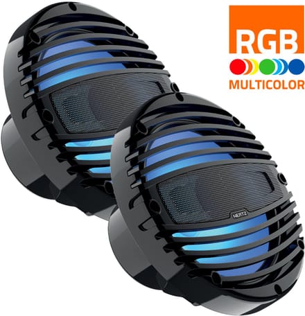 HMX 8-LD-TC - 8" Marine high performance coax speakers Zwart RGB LED, set van 2