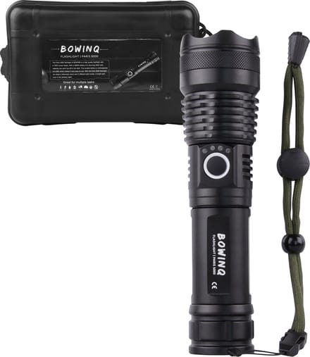 BOWINQ® - Paris 5000 - Zaklamp - LED - Oplaadbaar - USB-C - 1500 Lumen – Zoomfunctie - AAA extender