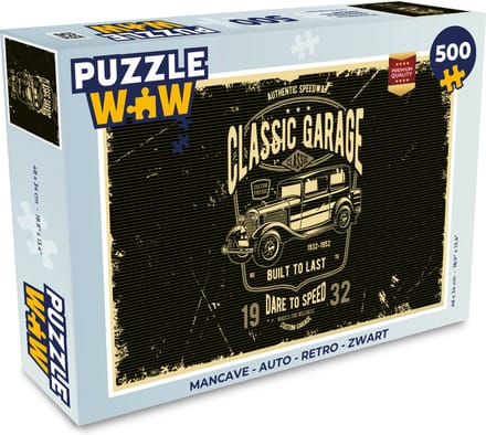 Puzzel Mancave - Auto - Retro - Zwart - Legpuzzel - Puzzel 500 stukjes
