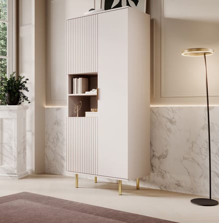 Meubella - Vitrinekast Nicola - Beige - 80 cm