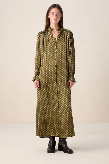 Sissy-Boy - Donkergroene maxi jurk met print