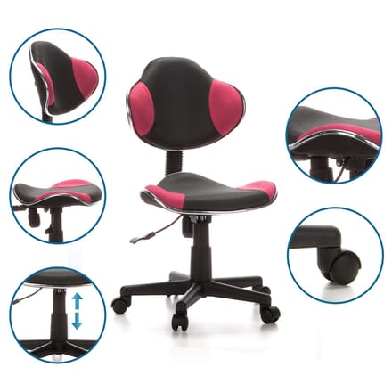 hjh office Kiddy GTI-2 - Bureaustoel - Kinder - Zwart / roze