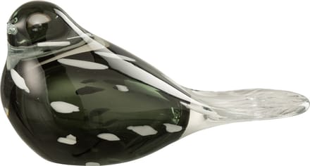 J-Line decoratie Vogel - glas - wit/zwart - large