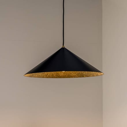 Eko-Light Fuji hanglamp, composietvezel, zwart/goudkleurig, Ø 50 cm