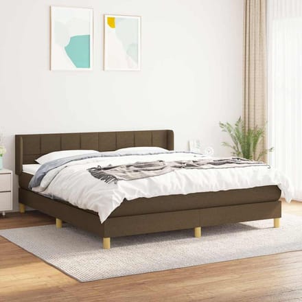 vidaXL - Boxspring - met - matras - stof - donkerbruin - 160x200 - cm