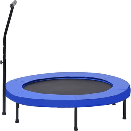 Fitness Trampoline - Mini Trampoline Springkussen - Thuis Trainen - Met Handgreep - 122 cm - Zwart en Blauw